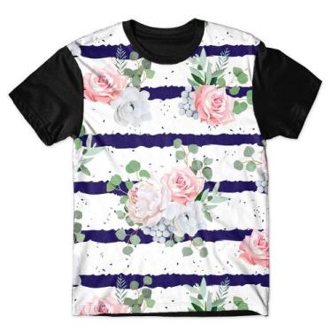 Imagem de Camiseta As Braba Masculina Flores Listras Ii Full Print