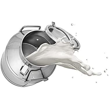 Imagem de Lata De Leite De Aço Inoxidável - Jarro De Leite Resistente Balde De Leite Balde De Vinho Balde Garrafa Ss Recipiente De Armazenamento De Líquido Com Tampa Selada De Silicone Incorporada Independe
