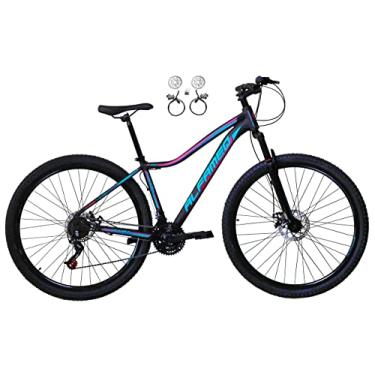 Imagem de Bicicleta Aro 29 Alfameq Pandora Feminina Freio a Disco Hidráulico Feminina Alumínio 21v (15, Preto/Verde/Rosa)