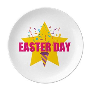 Imagem de Prato de Devolução de Porcelana Decorativo Feliz Dia de Páscoa, Prato de Jantar