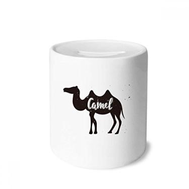 Imagem de DIYthinker Caixa preta e branca de animal para dinheiro da Camel, porta-moedas de cerâmica, presente de cofrinho