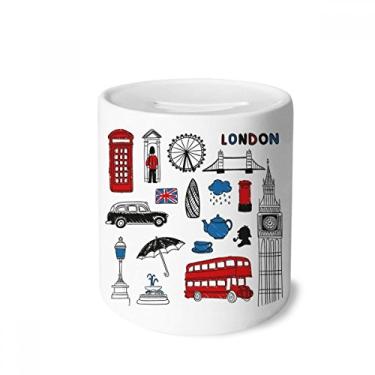 Imagem de DIYthinker Caixa de correio London Big Ben Booth Rain Mailbox caixa de cerâmica porta-moedas presente de cofrinho