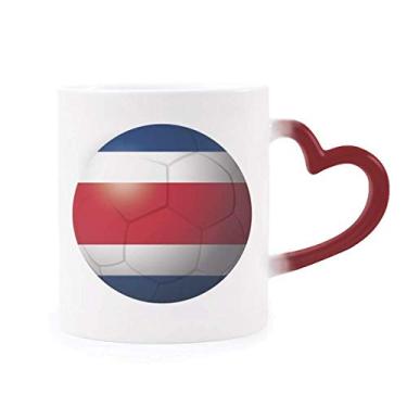 Imagem de Caneca de futebol americano com bandeira nacional da Costa Rica sensível ao calor vermelha que muda de cor