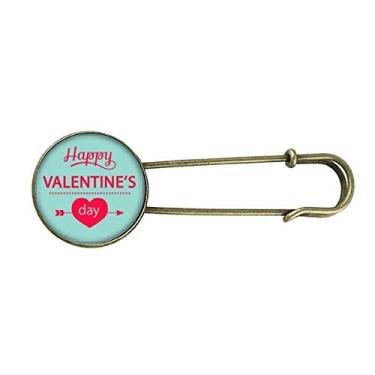 Imagem de Pingente de broche de metal retrô com coração verde Happy Valentine's Day