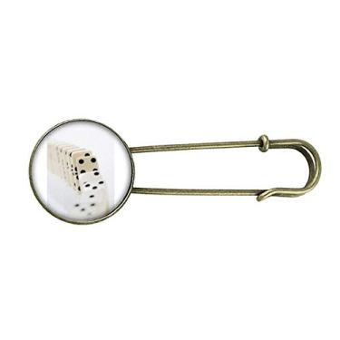 Imagem de Broche de metal retrô Gambling Pai Gow com foto de dominó