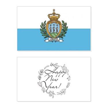 Imagem de Bandeira Nacional de San Marino da Europa, Festival de Ano Novo, Cartão de felicitações, Mensagem de Abençoamento Presente