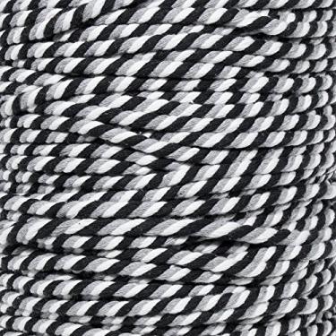 Imagem de Corda artesanal de algodão natural torcido tricolor (1/4 polegada, escala de cinza, 30 m)
