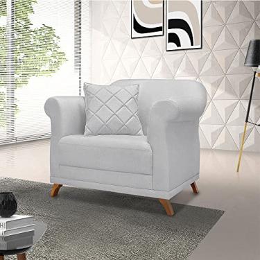 Imagem de Poltrona Estofada Decorativa Sala de Estar Quarto Escritório Leitura (LINHO GRIGIO)