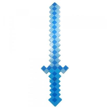 Imagem de Brinquedo Espada Pixel 58Cm Diamante Som E Luz À Pilha Azul