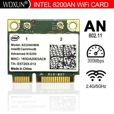 Imagem de Intel Centrino 6200 622ANHMW 6200AGN Meio Mini PCI-E  300Mbps  Banda Dupla  2.4G  5GHz Wi-Fi  Cartão