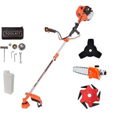 Imagem de Roçadeira Profissional a Gasolina 65CC, 3HP, 2 Tempos, Gasolina, Disco de 6 Pontas e Motopoda Inclusos, Potência e Versatilidade, Qualidade e Eficiência, Uso Profissional e Doméstico