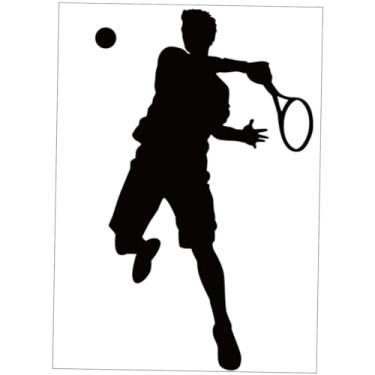 Imagem de Cabilock Adesivo de parede para jogar tênis quarto de criança decoração de sala adesivos decoração de casa decalques de fundo do quarto papel de parede com tema de tênis doméstico decorar