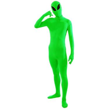 Imagem de Aniler Fantasia Alienígena Masculina e Feminina Elastano Adulto Cosplay Halloween Alien Body (Pequeno, Verde Limão Alienígena)