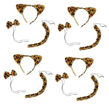 Imagem de SOIMISS 12 Conjuntos Conjunto De Roupas Com Estampa De Leopardo Faixas De Cabelo Para Mulheres Roupas De Cosplay Animal Ternos Para Crianças Ternos De Baile Desenho Animado Definir Flanela