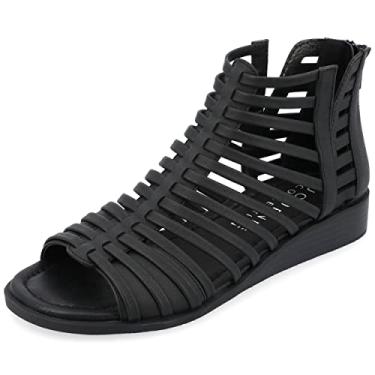 Imagem de Journee Collection Sandália feminina Comfort Foam Delilah Wedge, Preto, 8 Wide