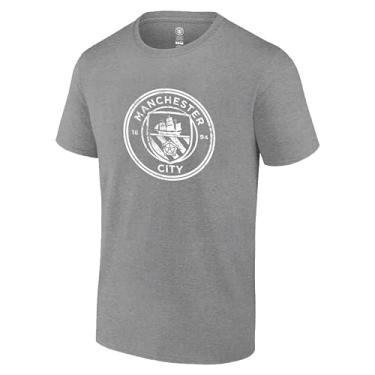 Imagem de Icon Sports Camisetas adultas oficialmente licenciadas pelo Manchester City, Logotipo liso | Cinza mesclado, G
