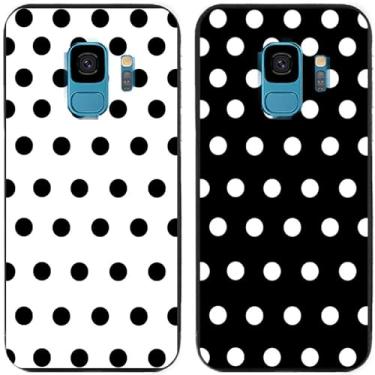 Imagem de 2 peças preto branco bolinhas impressas TPU gel silicone capa de telefone traseira para Samsung Galaxy todas as séries (Galaxy S9)