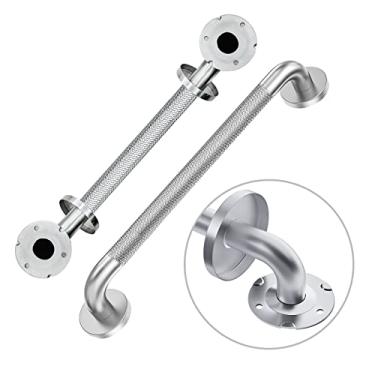 Imagem de Zoomerry - Barras de apoio para pessoas com deficiência, 2 unidades de barra de apoio para chuveiro de 45,7 cm, aço inoxidável 304, prateado (brushed nickel)