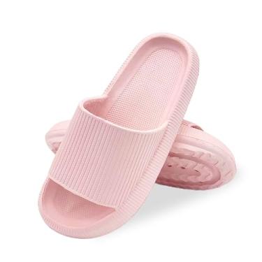 Imagem de Pumi-geous Chinelos de nuvem chinelos chinelos femininos e masculinos conforto sola grossa EVA sandálias antiderrapantes para banheiro interno e externo, rosa, 7-8 Women/6-7 Men