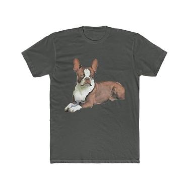 Imagem de Camiseta masculina Boston Terrier 'Seely' de algodão, Heavy Metal sólido, XXG
