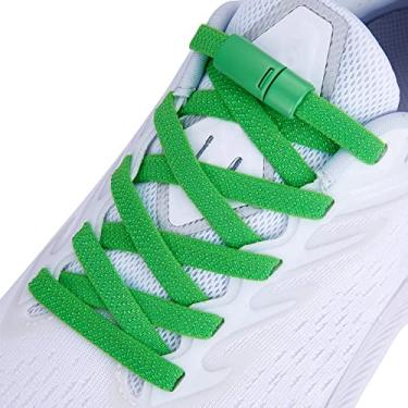 Imagem de VEILLEONG Cadarços elásticos sem amarração para tênis, com trava magnética para sapatos, tamanho único para crianças e adultos, 1 par verde, X-Large