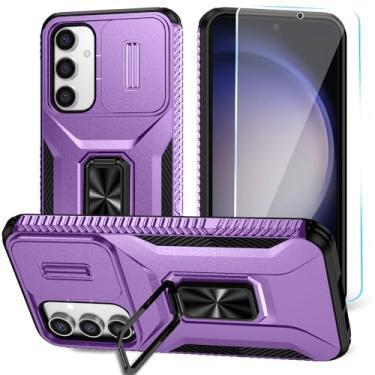 Imagem de SunStory Capa para Samsung Galaxy S23 FE 5G com protetor de tela HD e capa de câmera deslizante e suporte, capa para Samsung S23 FE 5G [grau militar] capa de telefone para Samsung Galaxy S23 FE 5G (Y_Purple)