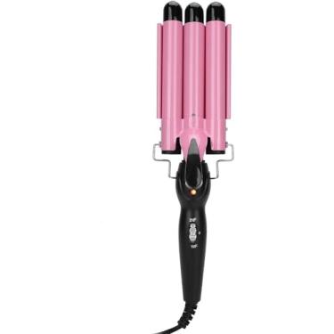 Imagem de Conjunto de modelador de cachos de cerâmica com 3 barris e controle de temperatura, rosa