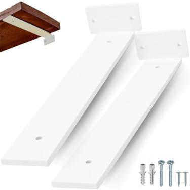 Imagem de rio design99 – 20cm - mão francesa cantoneira invisível – branca – ferro aço suporte para prateleira reforçada resistente industrial madeira bancada estante – 200mm