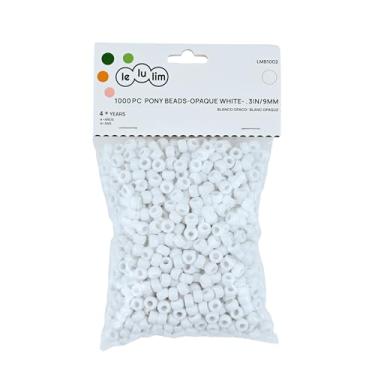 Imagem de lelulim™ 1000 contas de pônei opaco branco 3 pol. / 9 mm de diâmetro. (BRANCO)