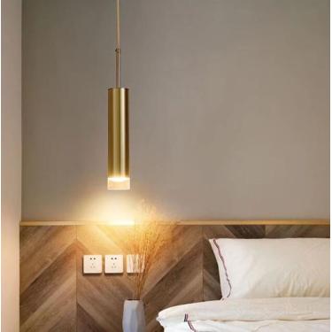 Imagem de Mesa de cabeceira do quarto luz pendente dourada moderna lâmpada suspensa minimalismo 5W luz neutra 4500K lâmpada da sala de jantar lâmpada do teto para sala de estar restaurante cozinha
