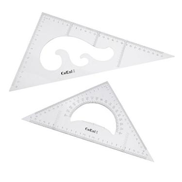 Imagem de oshhni Régua Triangular de Geometria de 2pcs 30/60/45 Graus com Centro Do Transferidor Recortado - 30cm