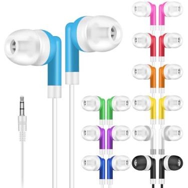 Imagem de YFSFQS Fones de ouvido infantis a granel para sala de aula, pacote com 100 fones de ouvido com fio, para biblioteca escolar, 3,5 mm, multicoloridos, atacado, para Chromebook Laptop PC (10 cores)