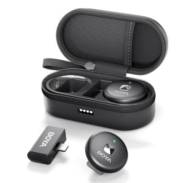 Imagem de Microfone de lapela sem fio BOYA Omic-D-B para iPhone iPad, mini microfone de lapela externo para Youtube Tiktok Gravação de vídeo Vlog Podcast