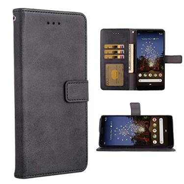 Imagem de Capa de telefone para Google Pixel 3a Folio Flip Wallet Case, couro PU com compartimentos para cartão de crédito, proteção de corpo inteiro, suporte, capa protetora rígida híbrida para Pixel3a Pixle