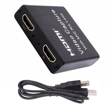 Imagem de Placa de captura de áudio e vídeo, corte de tela quádrupla, placa de captura de vídeo HDMI USB 3.0 para gravação de jogos, transmissão ao vivo