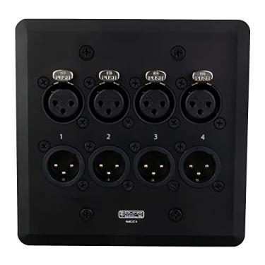 Imagem de Placa de parede WallCAT 8 – 4 canais analógico/AES3/DMX/Intercom XLR, 2 Gang, macho ou fêmea selecionável, alumínio preto, sem necessidade de solda para instalação