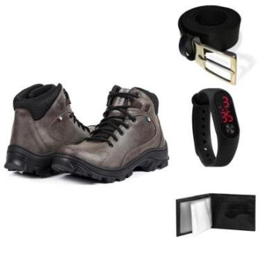 Imagem de Bota Masculina Coturno + Cinto + Carteira + Relógio Kit 4-Masculino