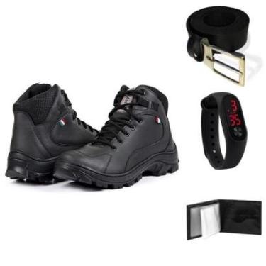 Imagem de Bota Masculina Coturno + Cinto + Carteira + Relógio Kit 4-Masculino