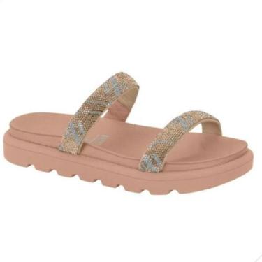 Imagem de Papete Vizzano Pedraria Tira Larga Tratorada Feminina Nude, Multi came