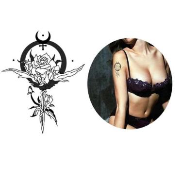 Imagem de Tatuagem Temporária Adagas Rosas E Lua - 3I