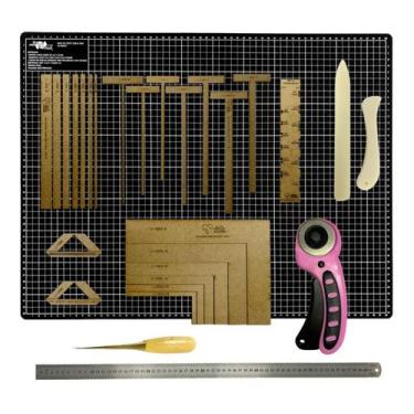 Imagem de Base Para Corte Grande 90x60 Kit Cartonagem Gabarito Régua Inox 60 Cor