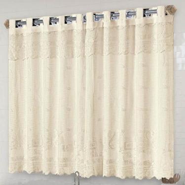 Imagem de Cortina Alibabá 2 Metros Renda Sala Quarto Varão - Palha - Casa Show E