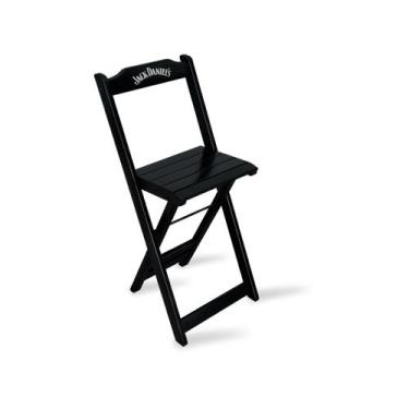 Imagem de Banqueta Bistrô de Madeira Dobravel Jack Daniel's Preta Ideal para Bar