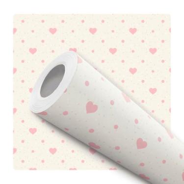 Imagem de Papel de Parede Vinílico Adesivo Coração Rosa Quarto Menina 1m - DELIQ