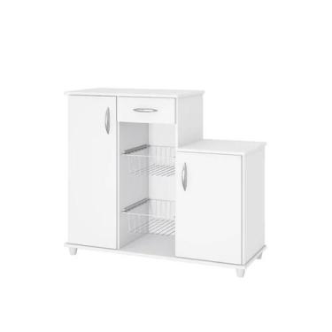 Imagem de Balcão com Fruteira 2 Portas 1 Gaveta Diva Branco Notável Móveis, Bran