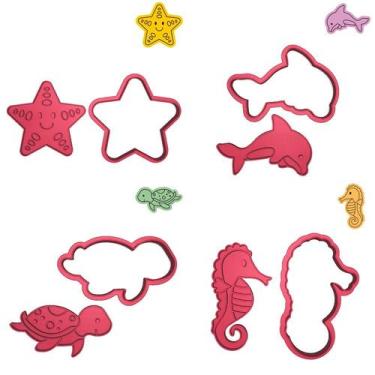 Imagem de Kit 4 Cortadores Golfinho Estrela Tartaruga Cavalo - DOCE IMPRESSO, 5c