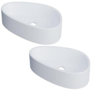 Imagem de Kit 02 Cubas de Apoio Gota Para Banheiro Lavabo C01 BG43W Branca Matte