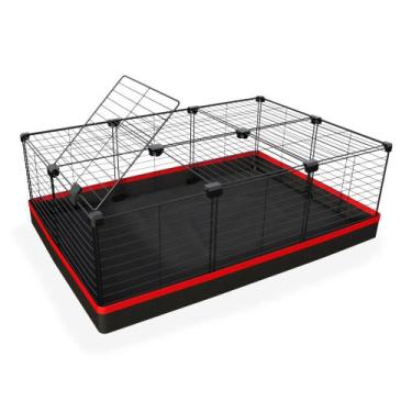 Imagem de Cercado Aramado Porquinho da Índia 60x90x30 Cm Preto com Teto Malha Es