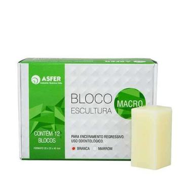 Imagem de Cera Bloco Macro Escultura Branca Protese Dentaria C/12 Asfer