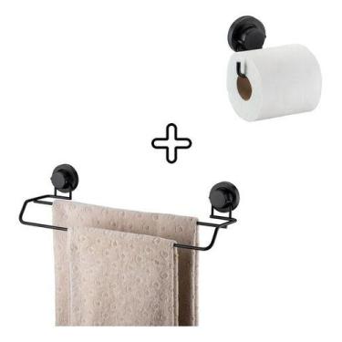 Imagem de Porta Papel Higienico + Porta Toalha Aço Ventosa Future - Future Indus